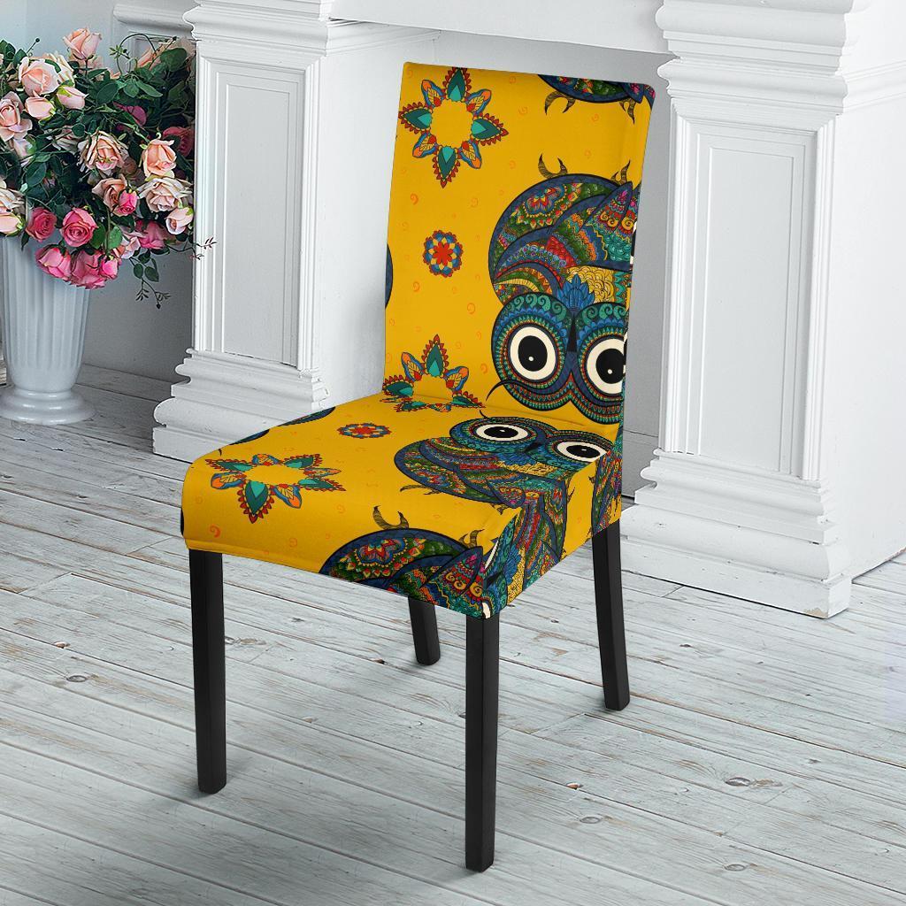 Ornamental Owl Pattern Print Chair Cover-grizzshop