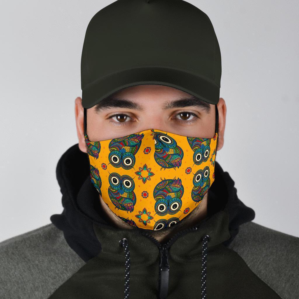 Ornamental Owl Pattern Print Face Mask-grizzshop