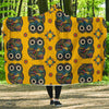 Ornamental Owl Pattern Print Hooded Blanket-grizzshop