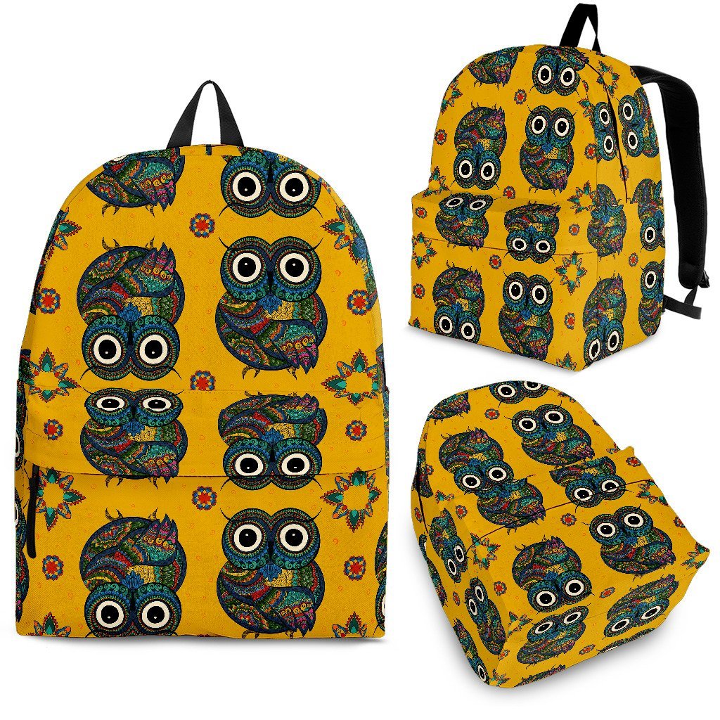 Ornamental Owl Pattern Print Premium Backpack-grizzshop