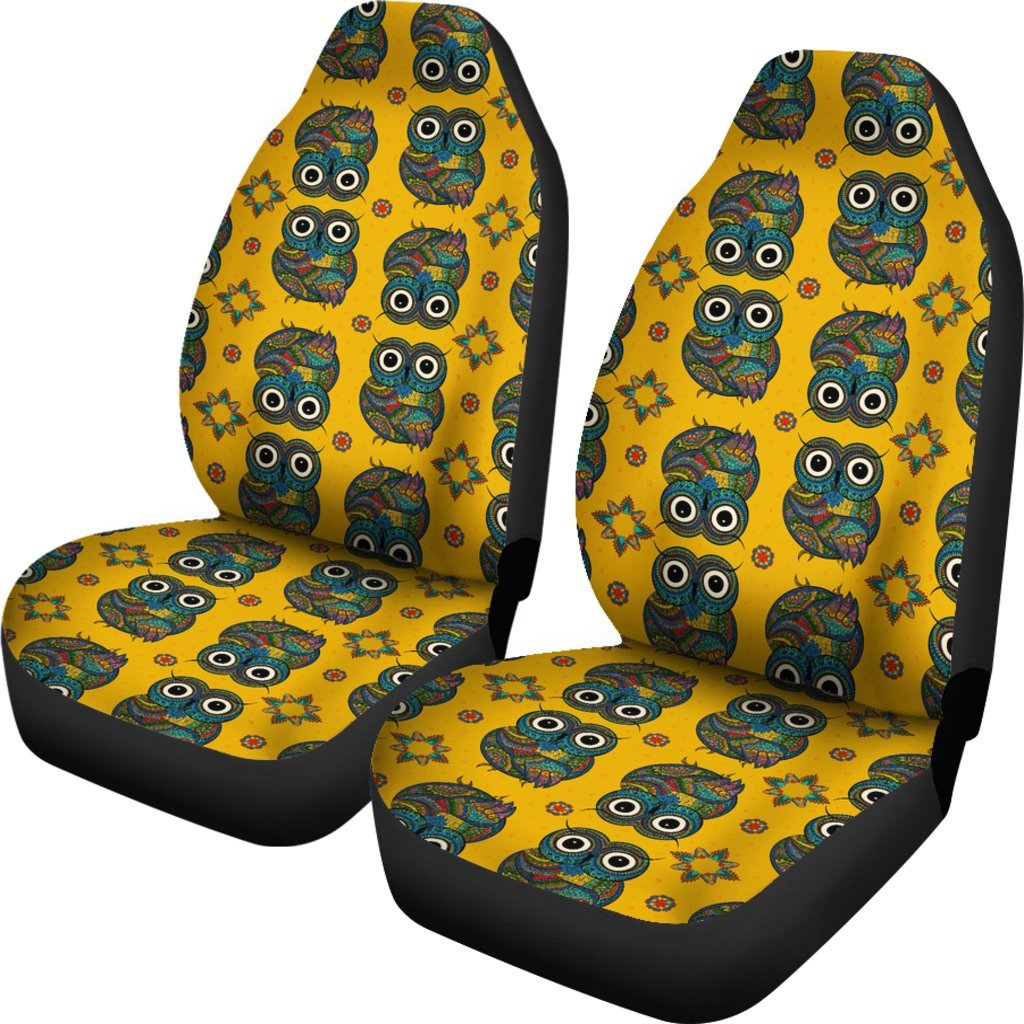 Ornamental Owl Pattern Print Universal Fit Car Seat Cover-grizzshop