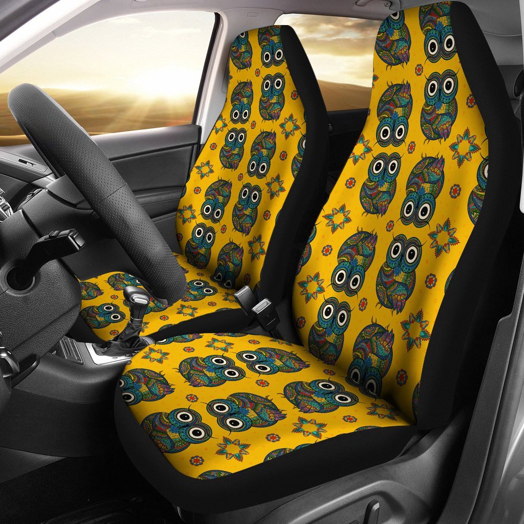 Ornamental Owl Pattern Print Universal Fit Car Seat Cover-grizzshop