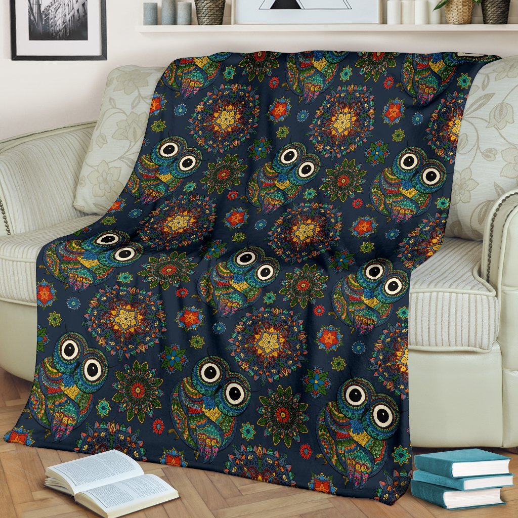 Ornamental Owl Print Pattern Blanket-grizzshop