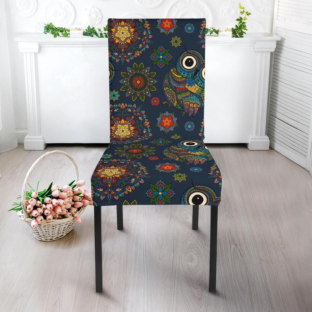 Ornamental Owl Print Pattern Chair Cover-grizzshop