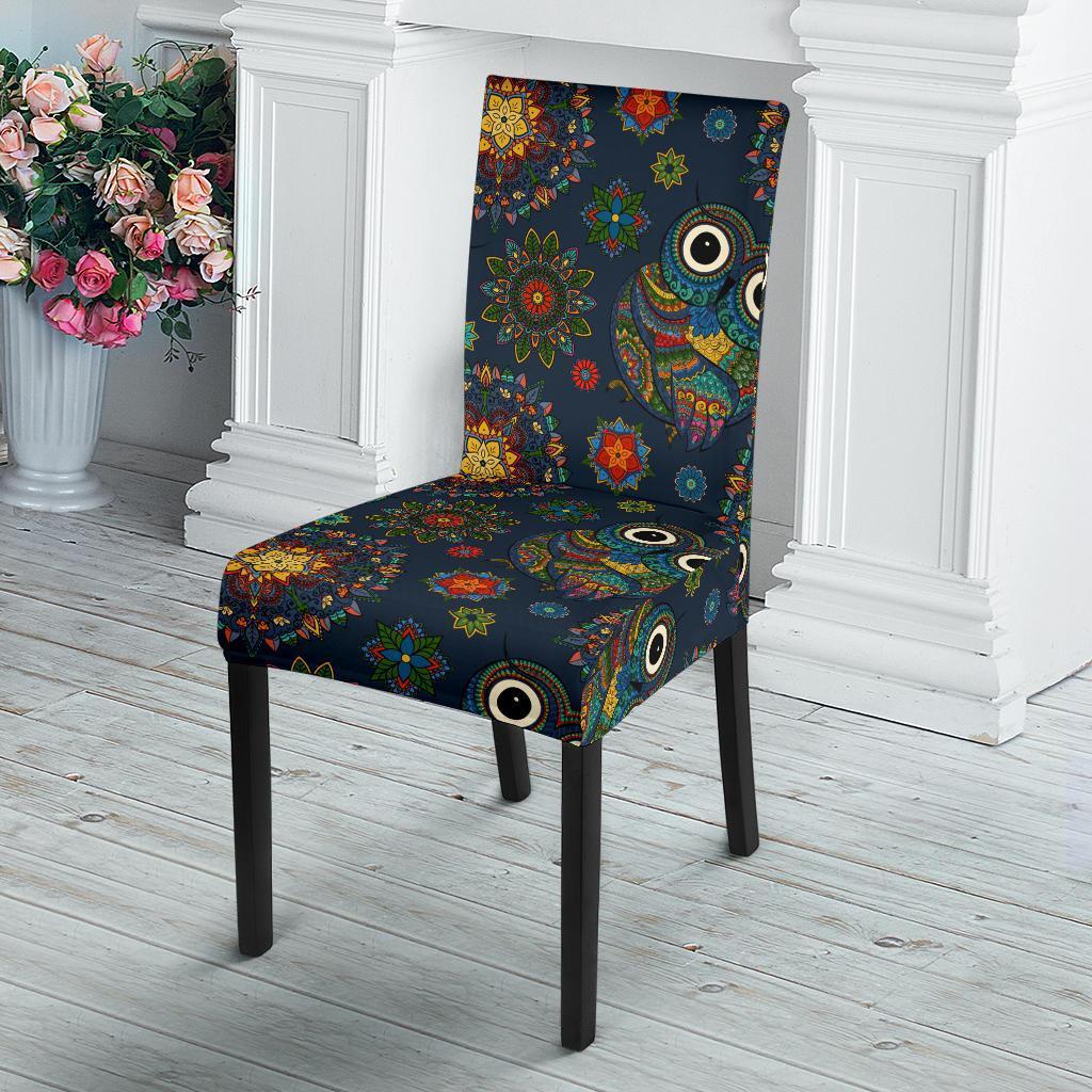 Ornamental Owl Print Pattern Chair Cover-grizzshop