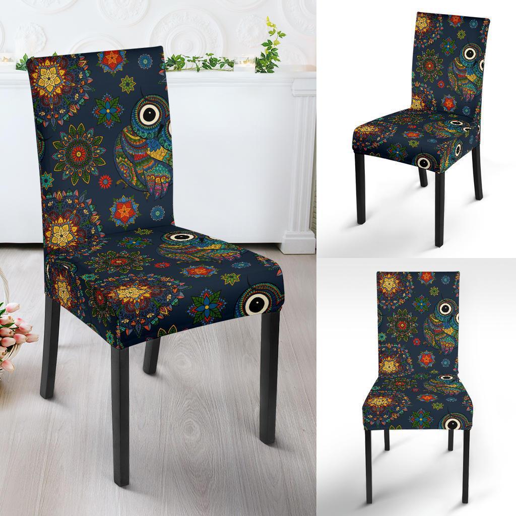 Ornamental Owl Print Pattern Chair Cover-grizzshop