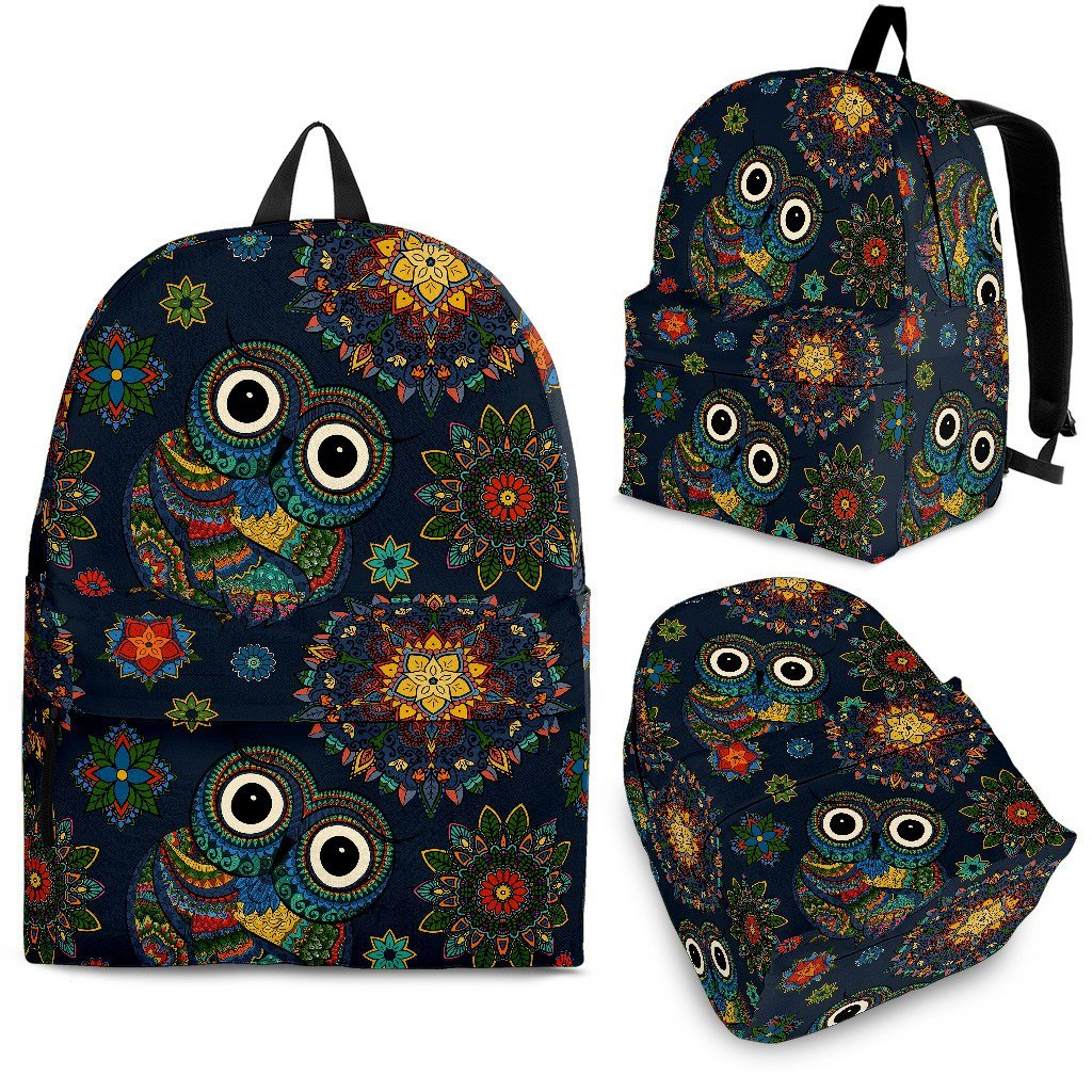 Ornamental Owl Print Pattern Premium Backpack-grizzshop