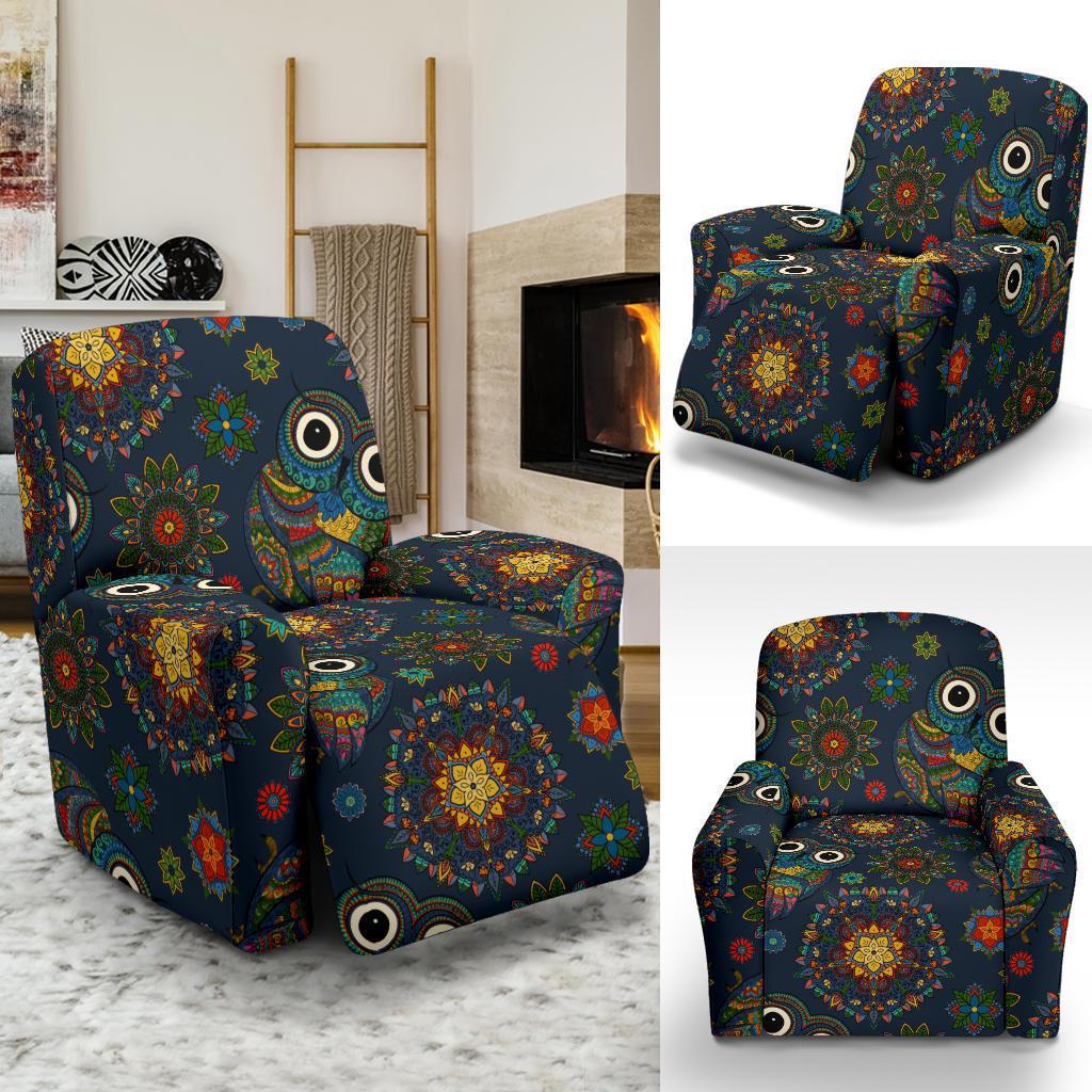 Ornamental Owl Print Pattern Recliner Cover-grizzshop