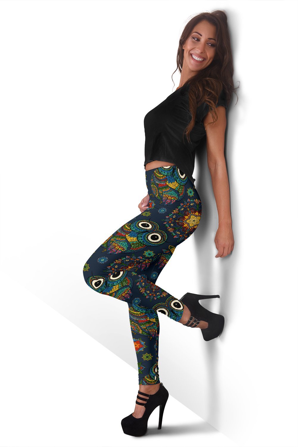 Ornamental Owl Print Pattern Women Leggings-grizzshop