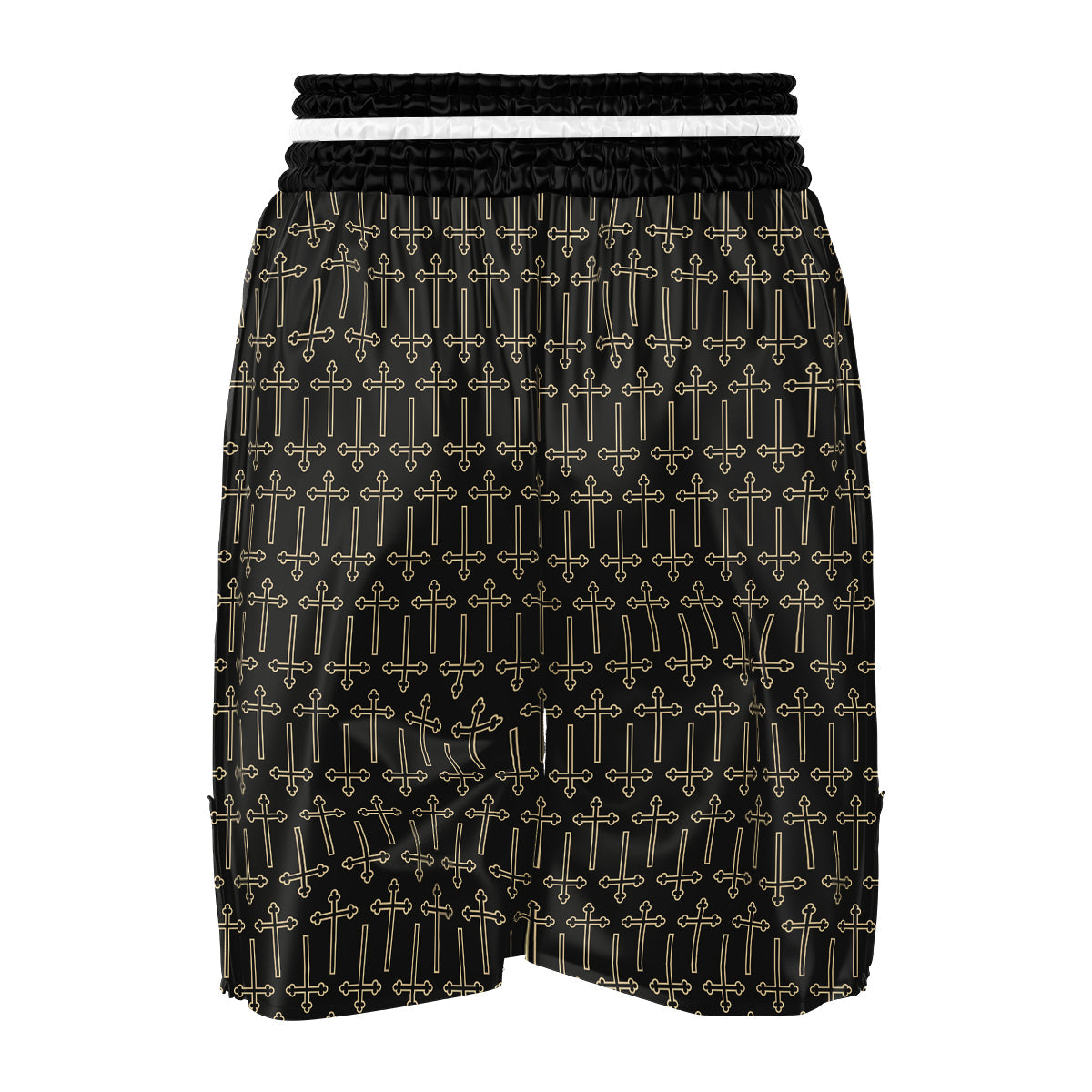 Orthodox Beige And Black Print Pattern Boxing Shorts-grizzshop