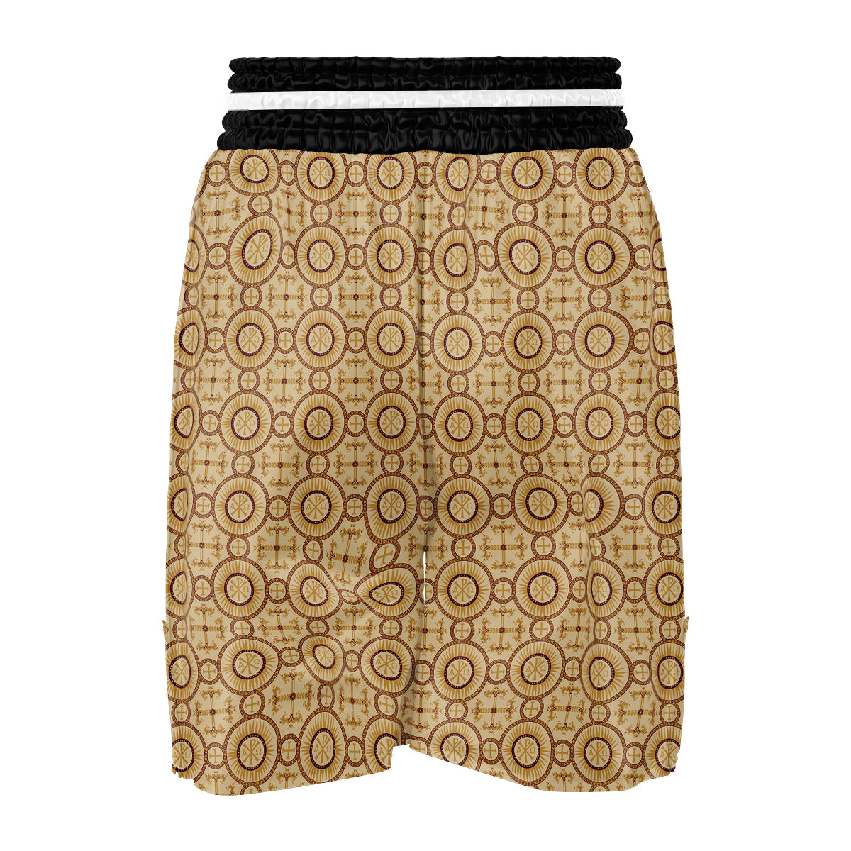 Orthodox Black And Beige Print Pattern Boxing Shorts-grizzshop