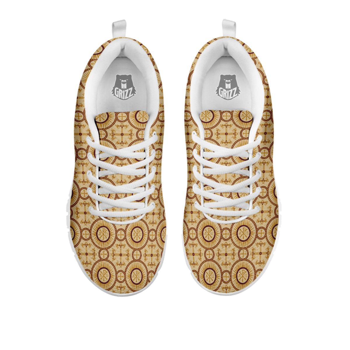 Orthodox Black And Beige Print Pattern White Sneaker-grizzshop