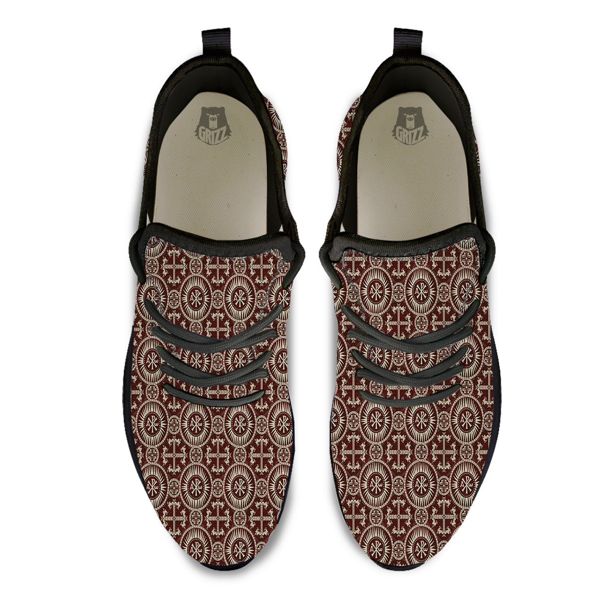 Orthodox Classic Print Pattern Black Athletic Shoes-grizzshop