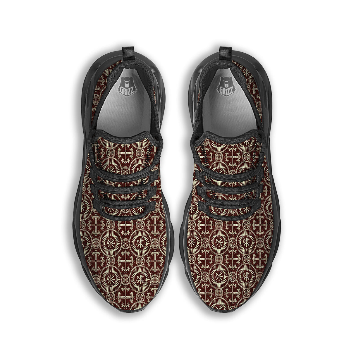 Orthodox Classic Print Pattern Black Running Shoes-grizzshop