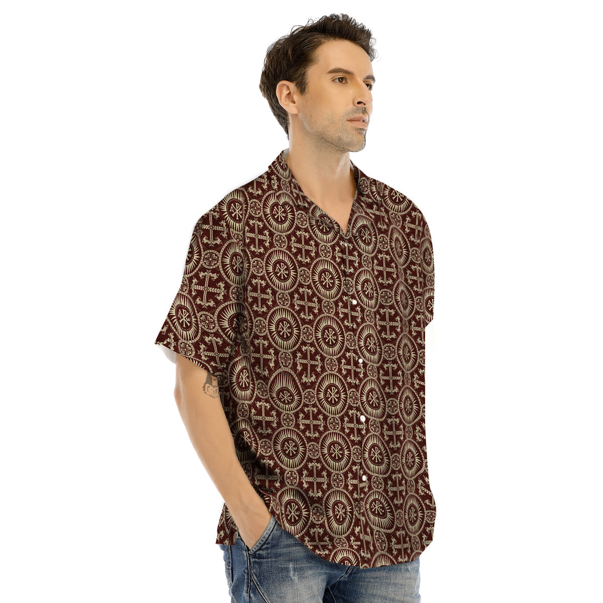 Orthodox Classic Print Pattern Men's Hawaiian Shirt-grizzshop
