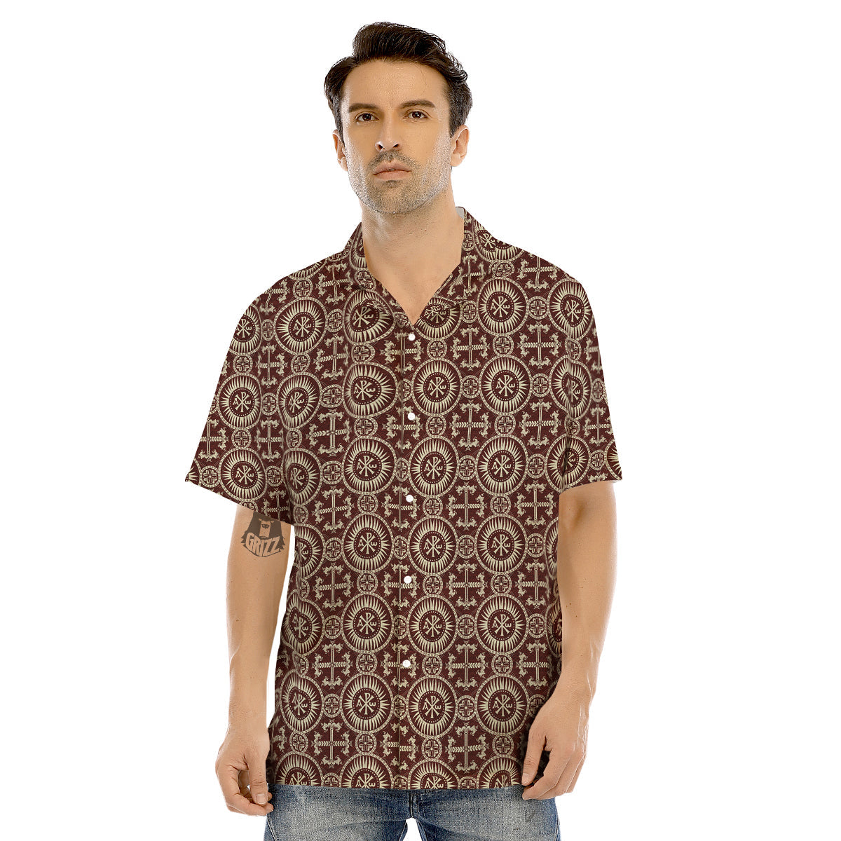 Orthodox Classic Print Pattern Men's Hawaiian Shirt-grizzshop