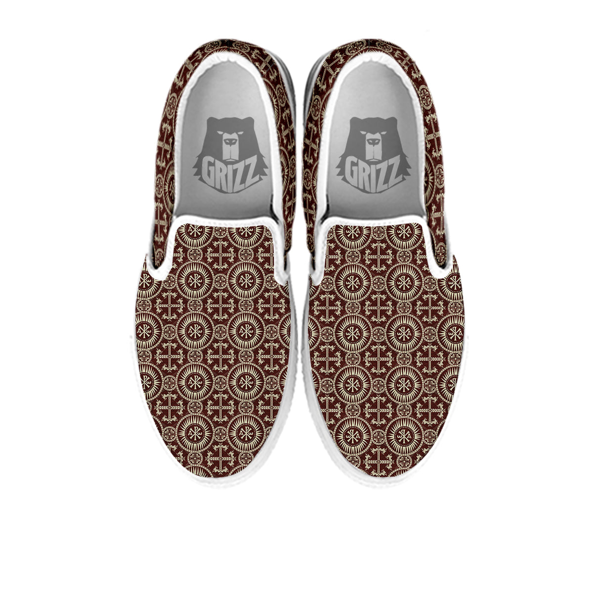 Orthodox Classic Print Pattern White Slip On Shoes-grizzshop