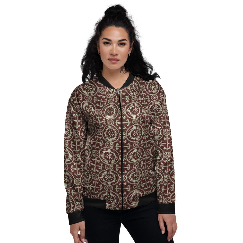 Orthodox Classic Print Pattern Women's Bomber Jacket-grizzshop
