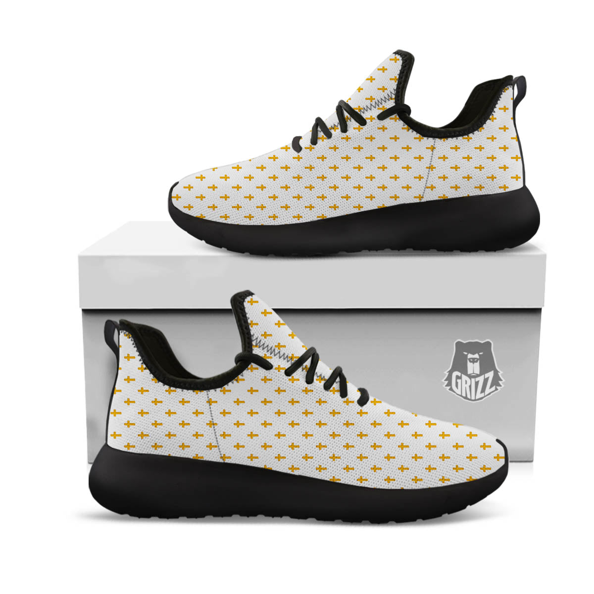 Orthodox Cross Print Pattern Black Athletic Shoes-grizzshop