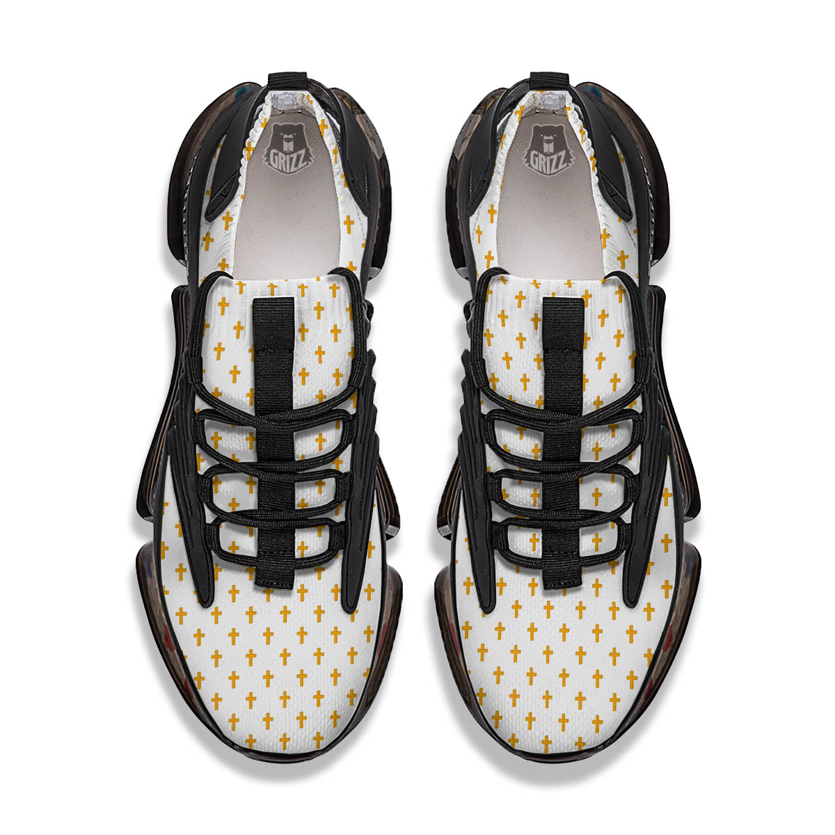 Orthodox Cross Print Pattern Black Gym Shoes-grizzshop