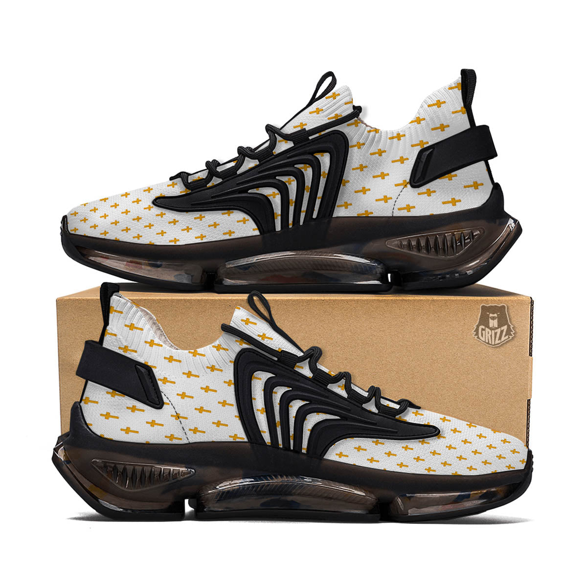 Orthodox Cross Print Pattern Black Gym Shoes-grizzshop