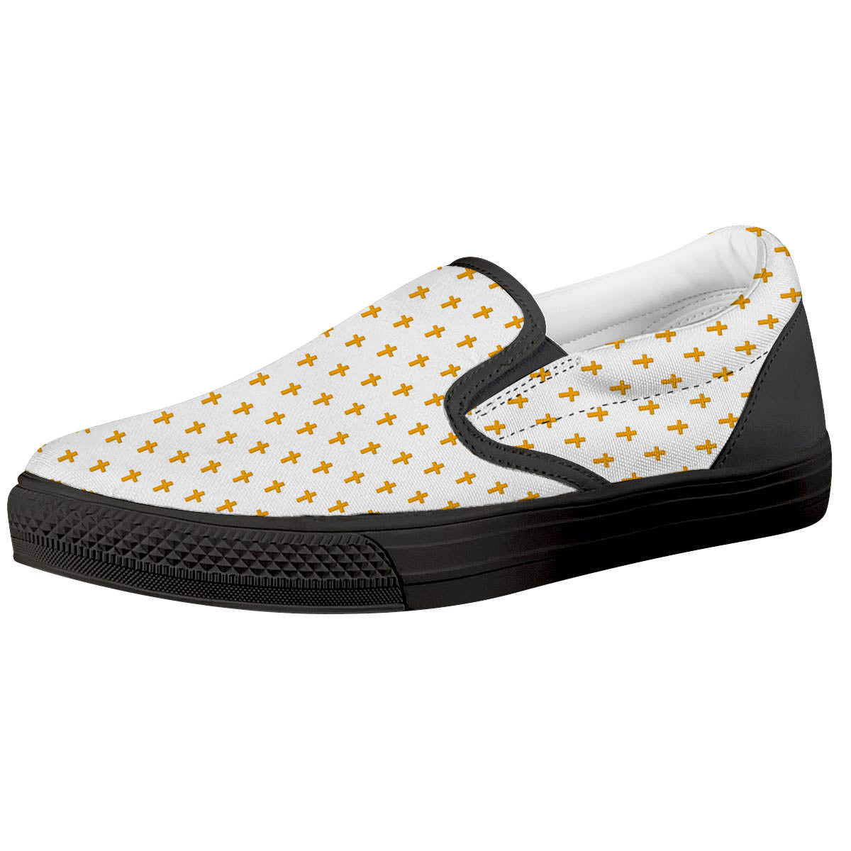 Orthodox Cross Print Pattern Black Slip On Shoes-grizzshop