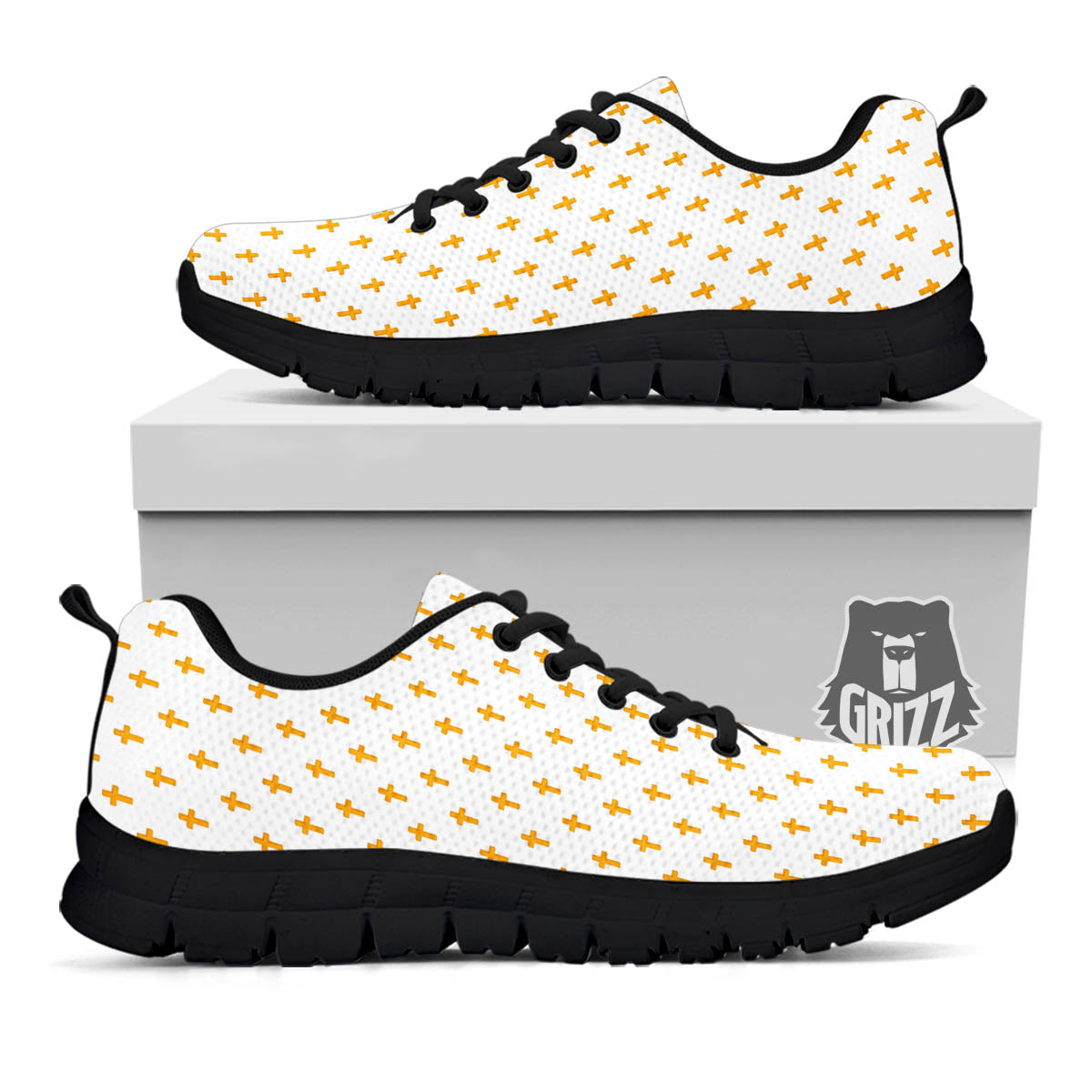 Orthodox Cross Print Pattern Black Sneaker-grizzshop