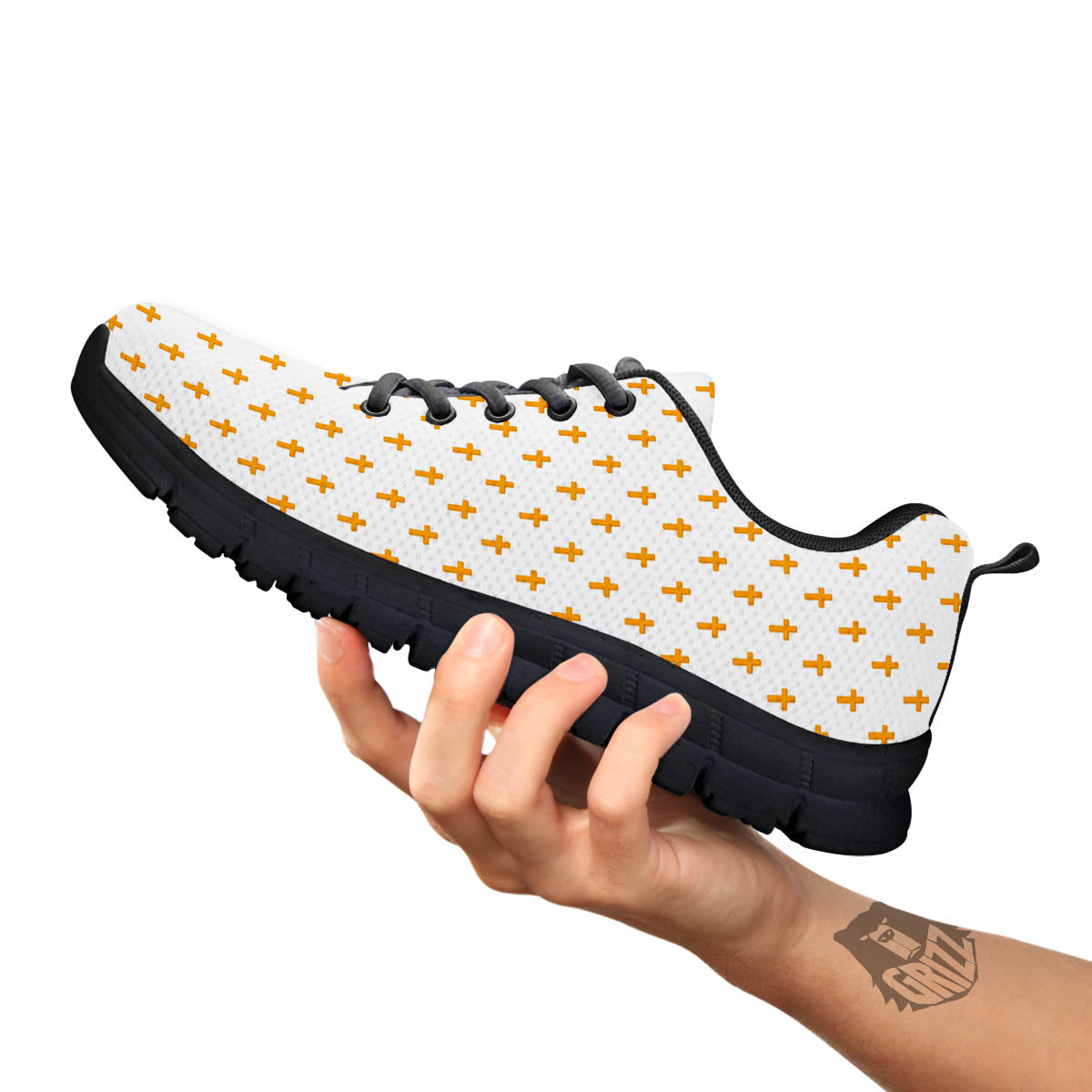 Orthodox Cross Print Pattern Black Sneaker-grizzshop