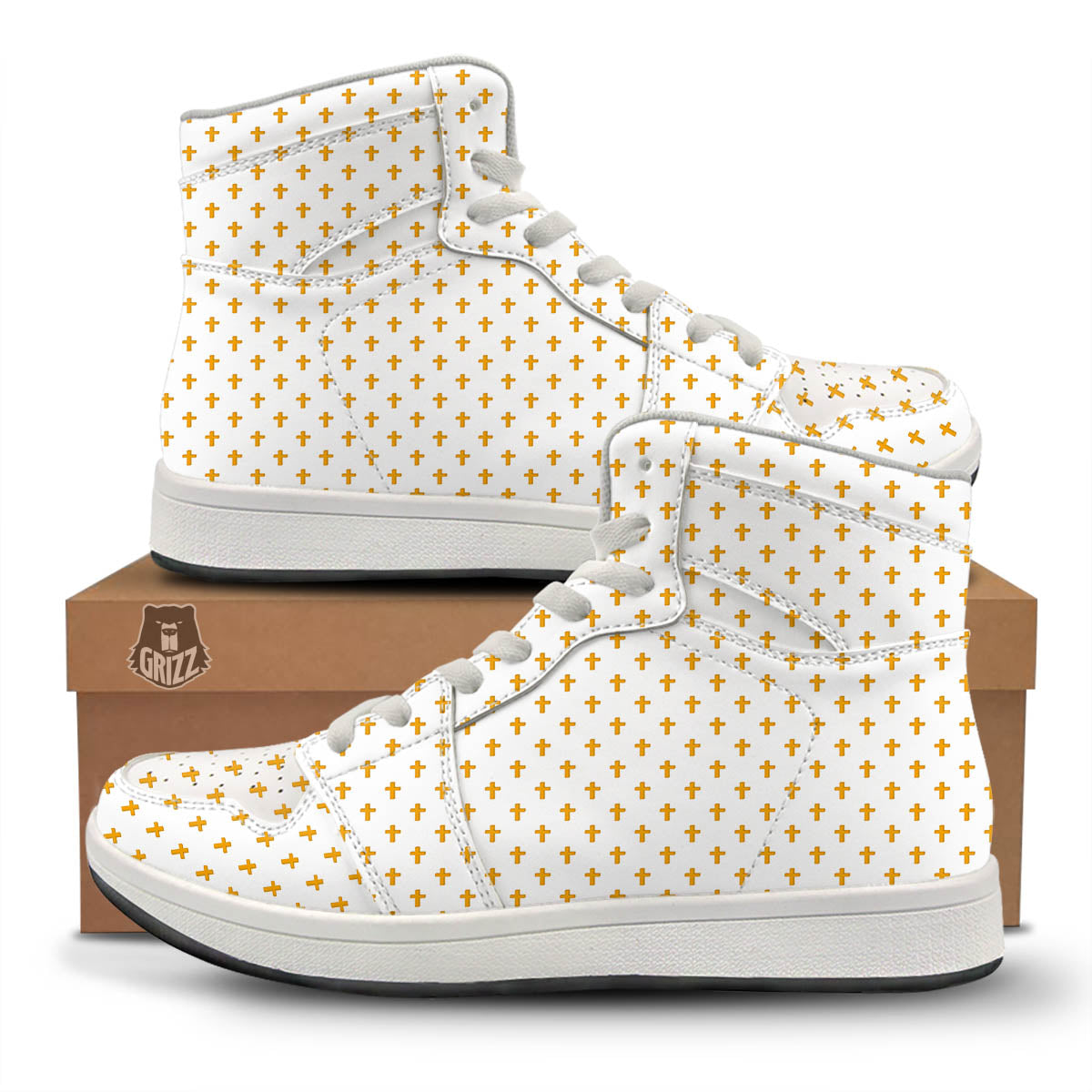 Orthodox Cross Print Pattern High Top Sneakers-grizzshop