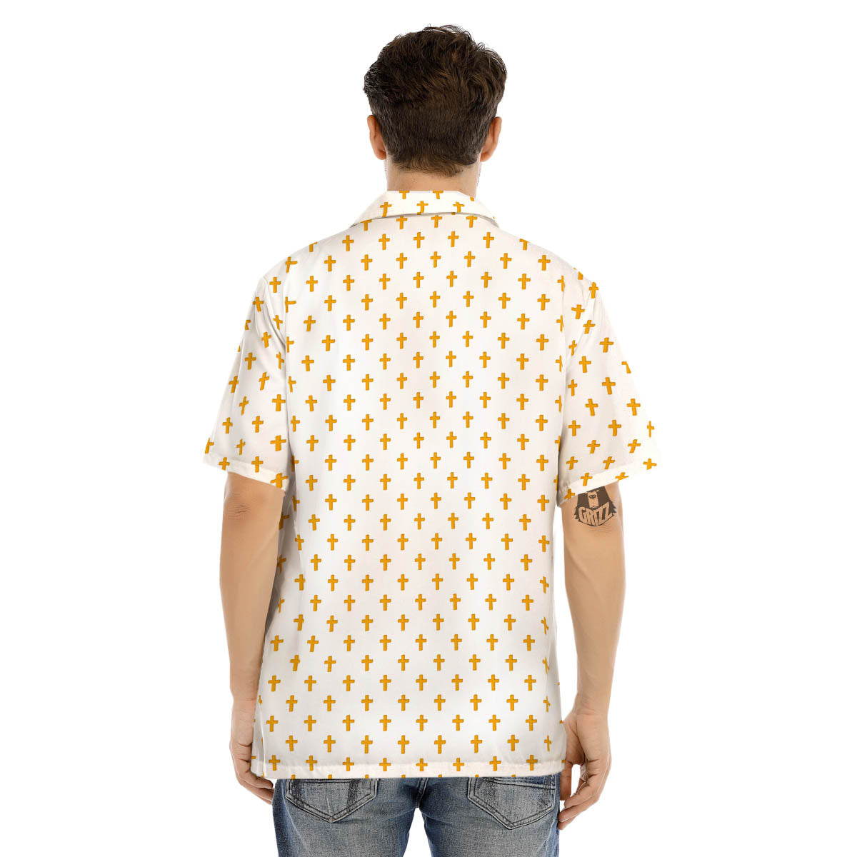Orthodox Cross Print Pattern Men's Hawaiian Shirt-grizzshop