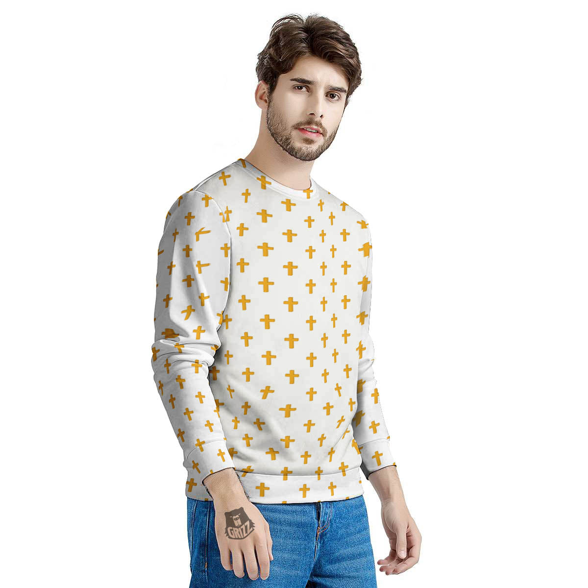 Orthodox Cross Print Pattern Men's Sweatshirt-grizzshop
