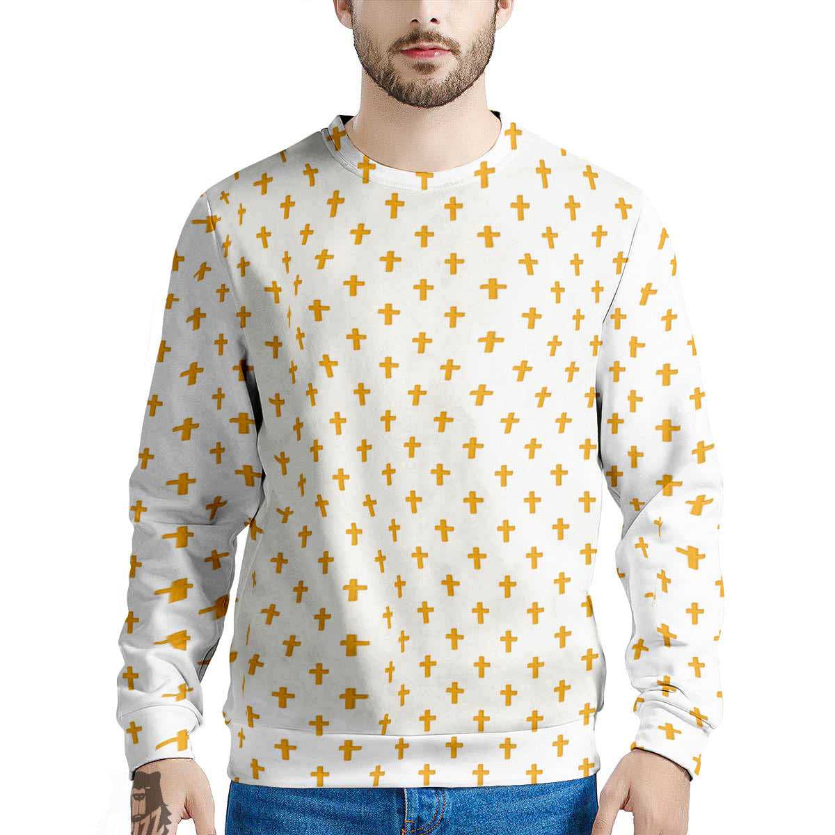 Orthodox Cross Print Pattern Men's Sweatshirt-grizzshop