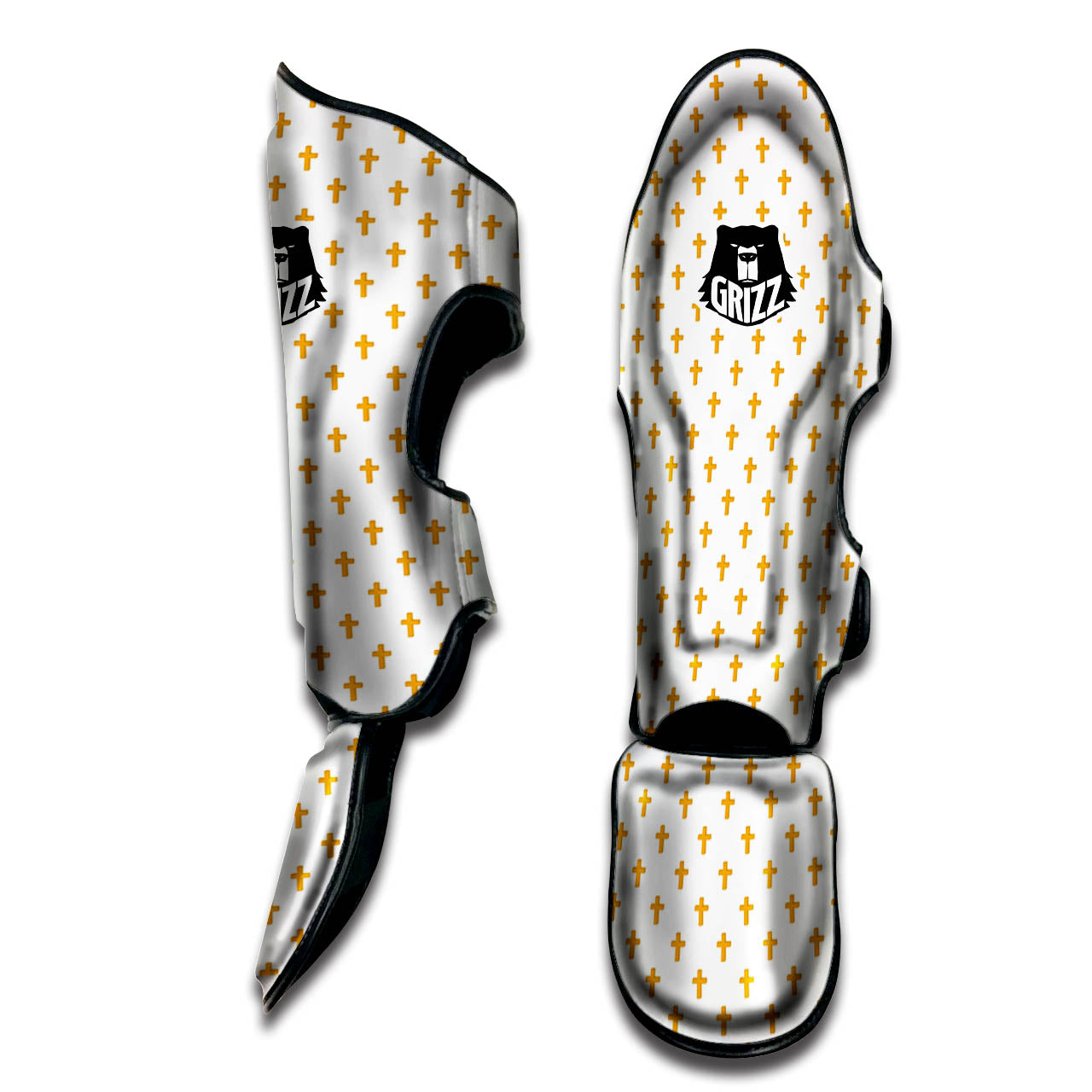 Orthodox Cross Print Pattern Muay Thai Shin Guards-grizzshop