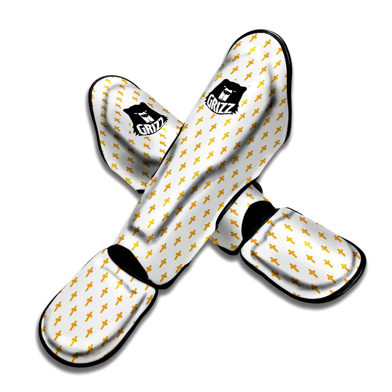 Orthodox Cross Print Pattern Muay Thai Shin Guards-grizzshop