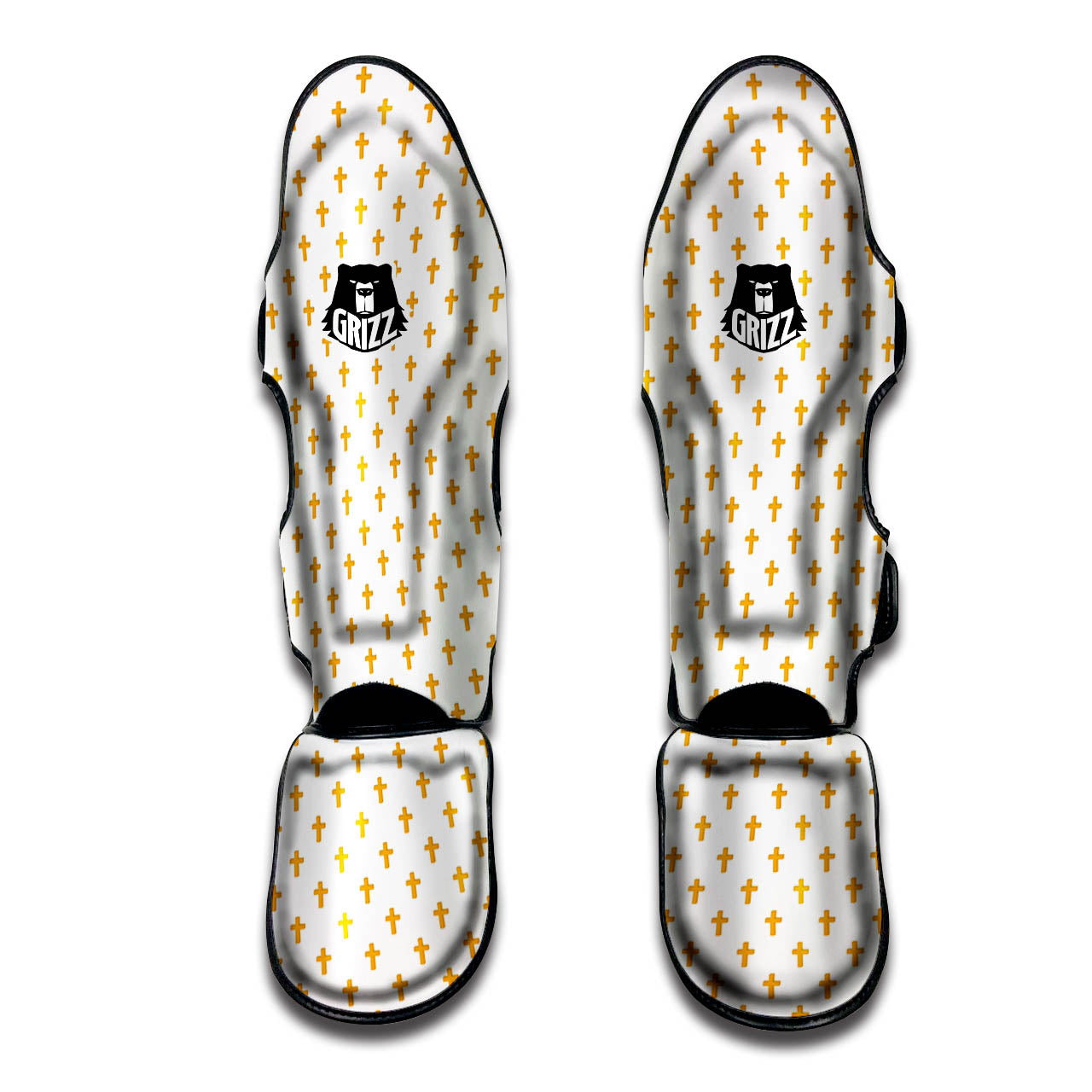 Orthodox Cross Print Pattern Muay Thai Shin Guards-grizzshop