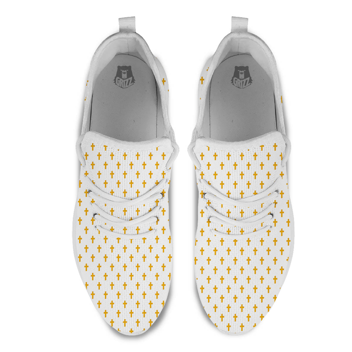 Orthodox Cross Print Pattern White Athletic Shoes-grizzshop