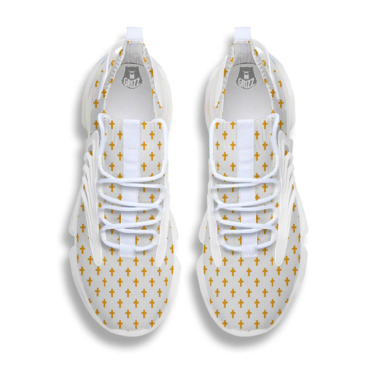 Orthodox Cross Print Pattern White Gym Shoes-grizzshop