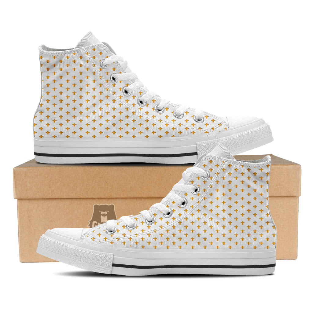 Orthodox Cross Print Pattern White High Top Shoes-grizzshop