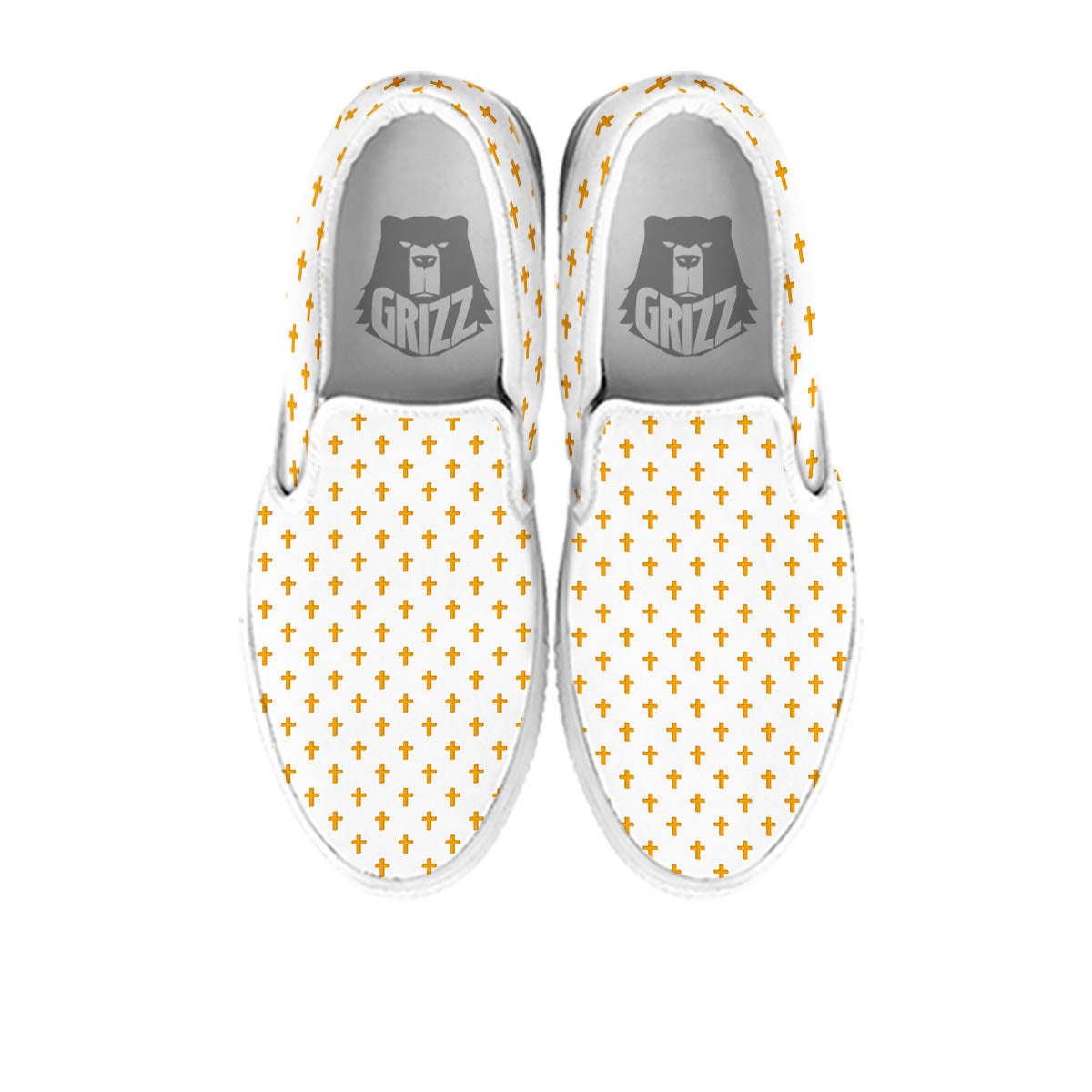 Orthodox Cross Print Pattern White Slip On Shoes-grizzshop