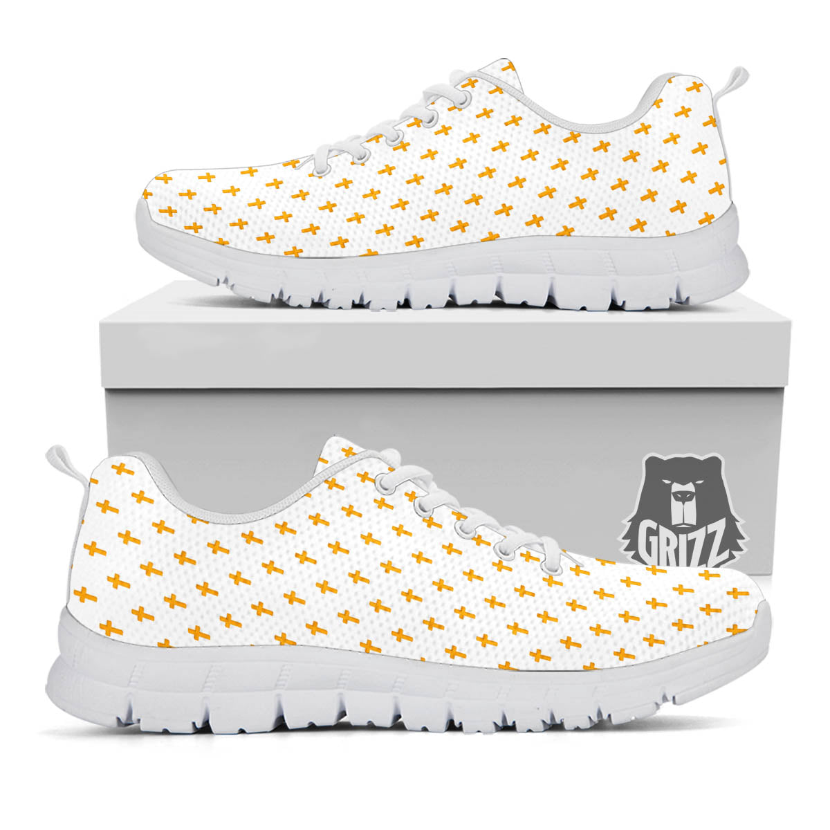 Orthodox Cross Print Pattern White Sneaker-grizzshop