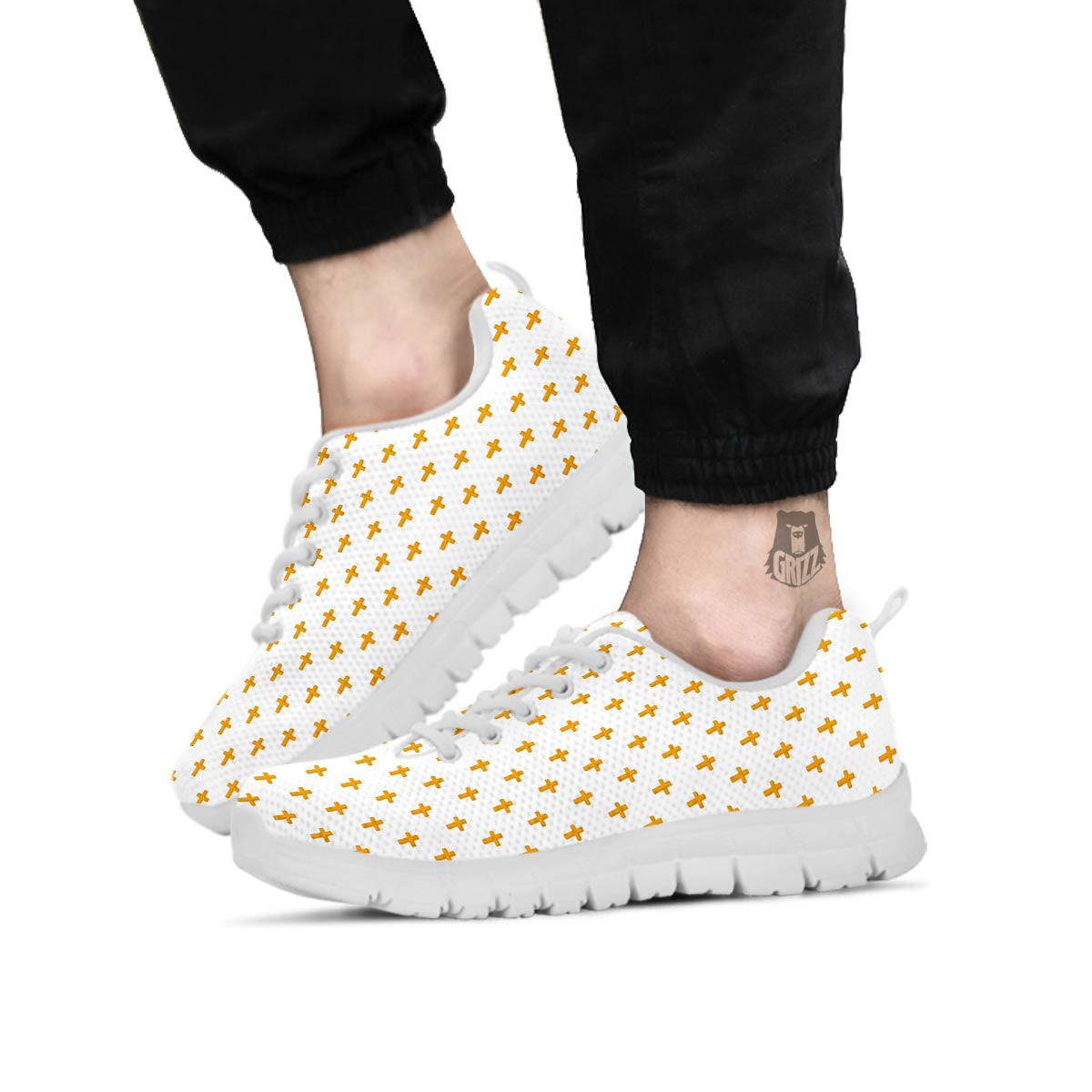 Orthodox Cross Print Pattern White Sneaker-grizzshop