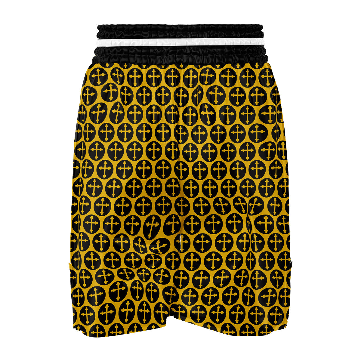 Orthodox Gold And Black Print Pattern Boxing Shorts-grizzshop