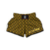 Orthodox Gold And Black Print Pattern Muay Thai Boxing Shorts-grizzshop