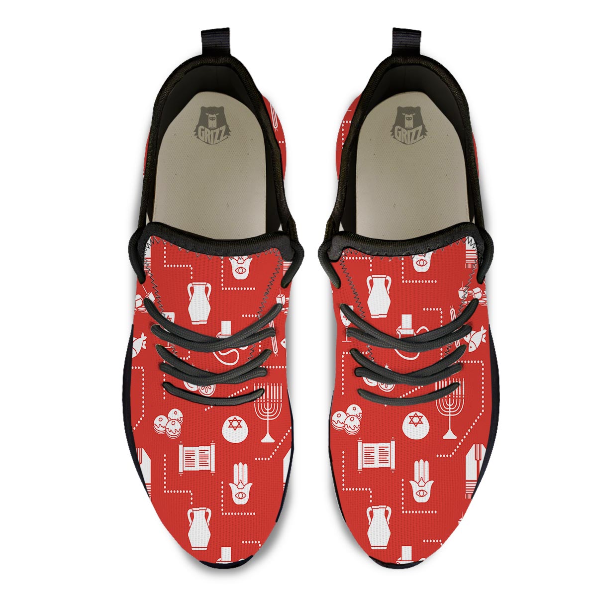 Orthodox Print Pattern Black Athletic Shoes-grizzshop