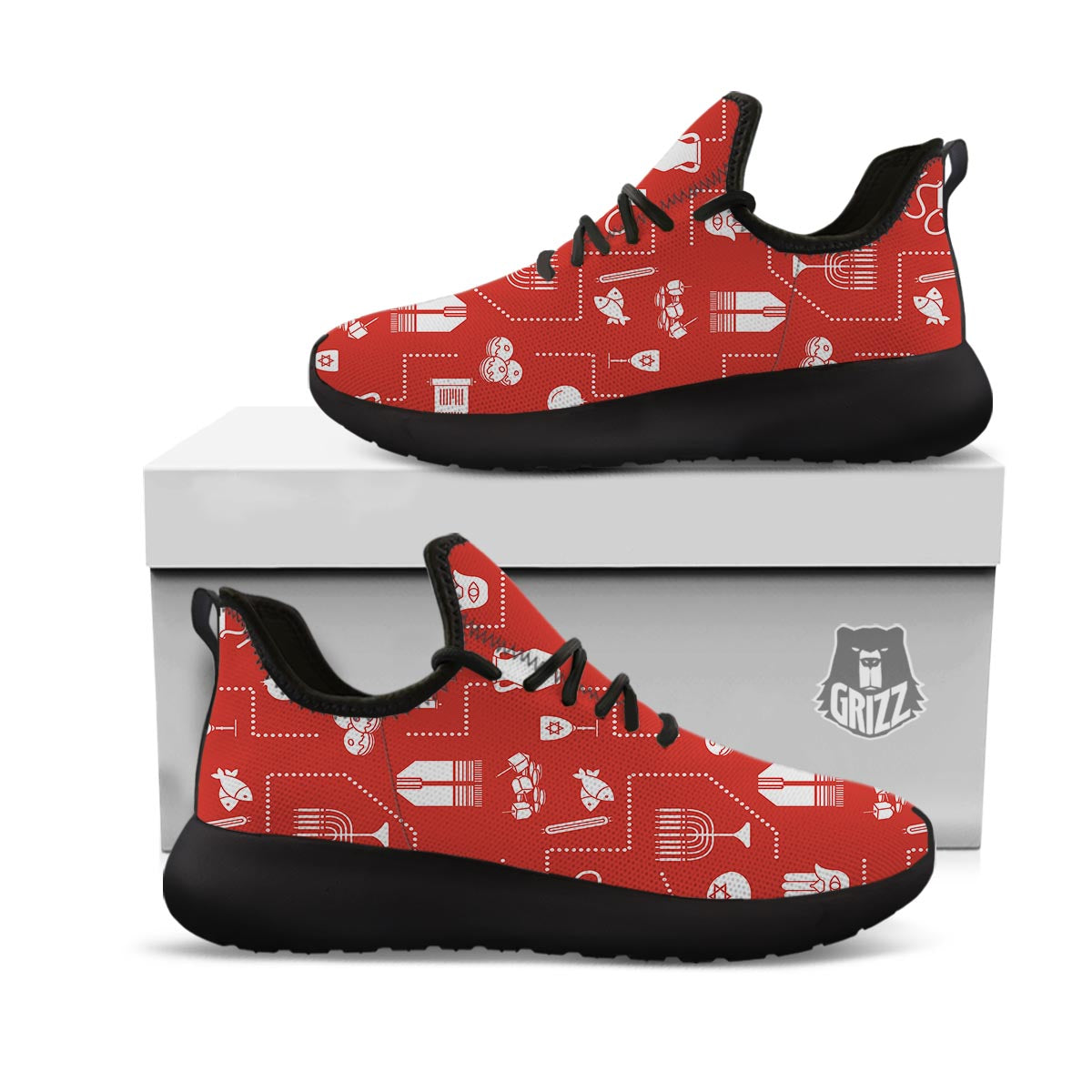Orthodox Print Pattern Black Athletic Shoes-grizzshop