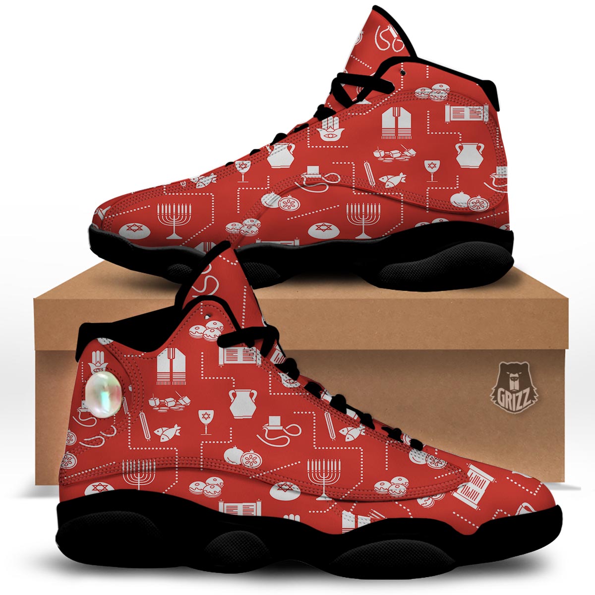 Orthodox Print Pattern Black Basketball Shoes-grizzshop