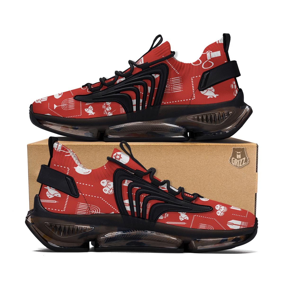 Orthodox Print Pattern Black Gym Shoes-grizzshop