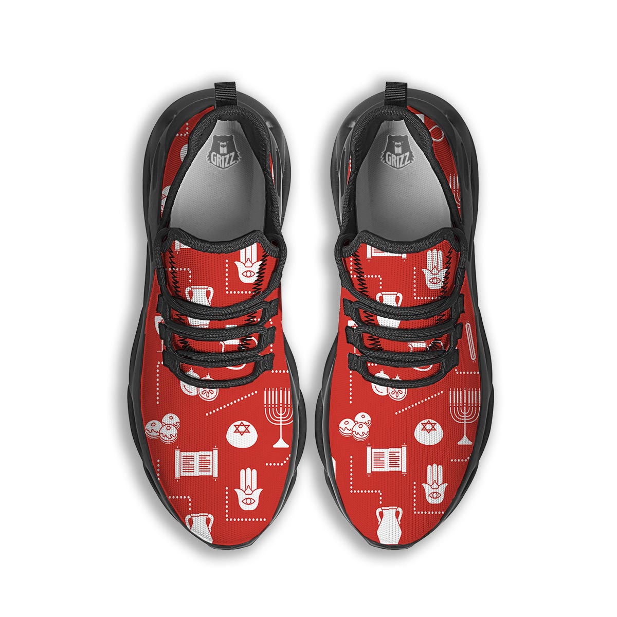 Orthodox Print Pattern Black Running Shoes-grizzshop