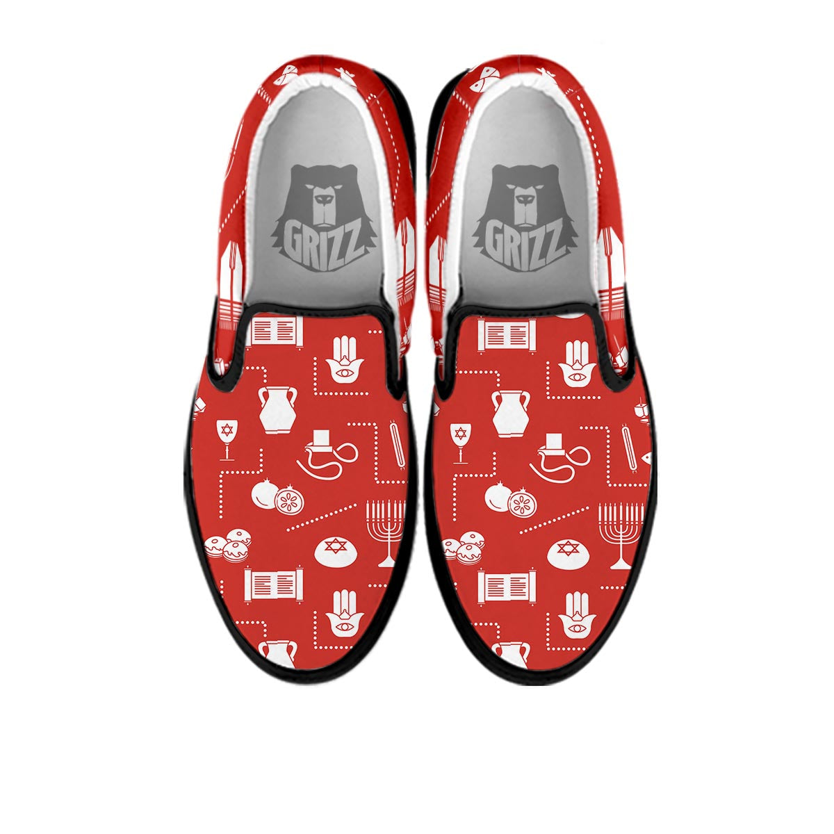 Orthodox Print Pattern Black Slip On Shoes-grizzshop