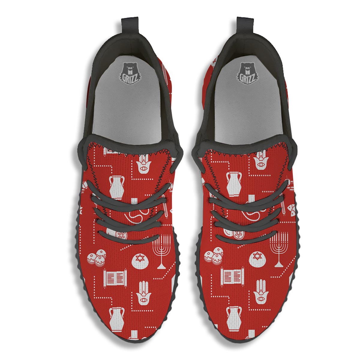 Orthodox Print Pattern Black Walking Shoes-grizzshop
